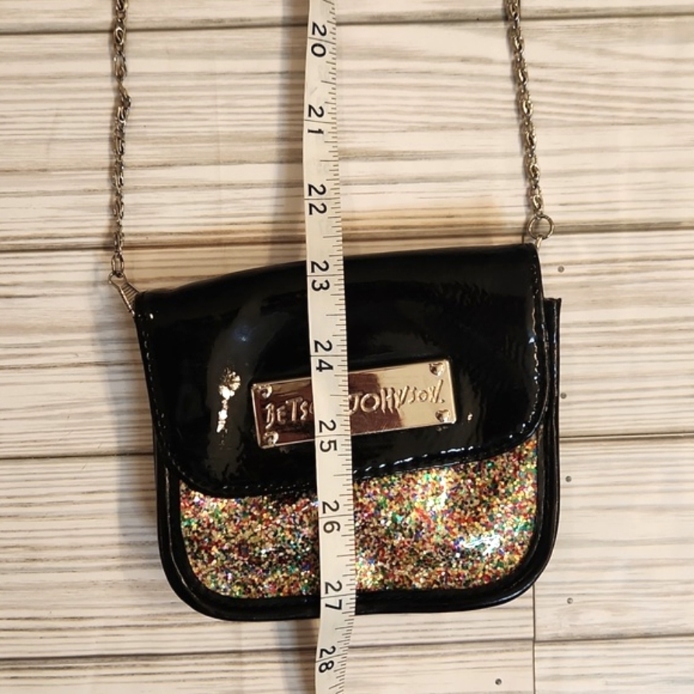 Womens Vintage Y2K Betsey Johnson small black sparkly cros bag with chain strap. - Picture 10 of 12